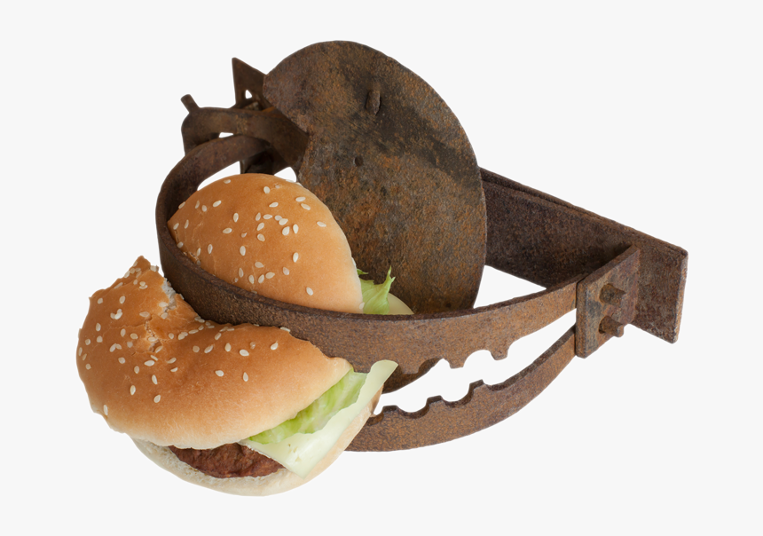 Rusty Bear Trap Cutting Hamburger In Half - French Fries, HD Png Download