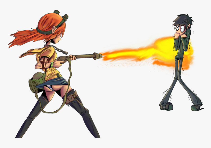 Person With Flamethrower Cartoon Png , Png Download Anime Girl With
