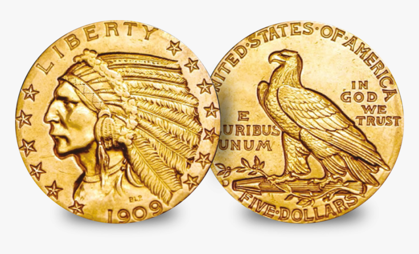 The Very First Gold Coins To Be Struck In America - Indian Head Gold Coin, HD Png Download
