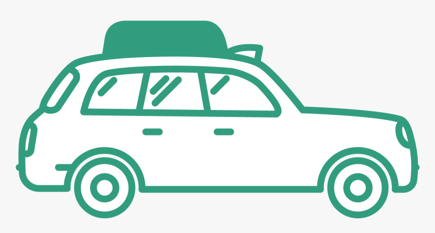 Taxi Icon Outlined In Green With Advertising Top On - Vintage Car, HD Png Download