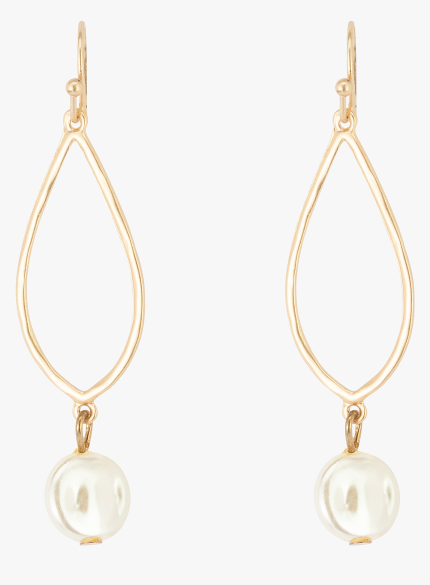 *gold Teardrop With Flat Mother Of Pearl Earrings - Earrings, HD Png Download