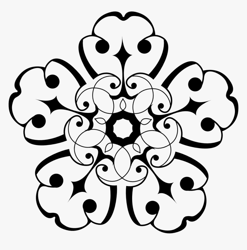 White And Black Ornamental Flower Flower Flower - Flower Clip Art Free Black And White, HD Png Download