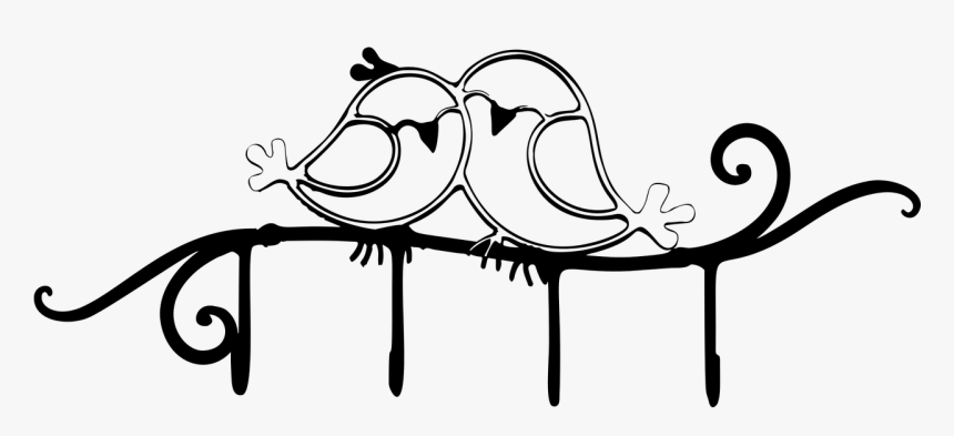 Love Birds Animals Free Picture - Love Birds Clipart Black And White, HD Png Download