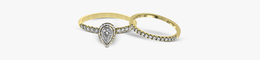18k Yellow Gold Wedding Set, HD Png Download