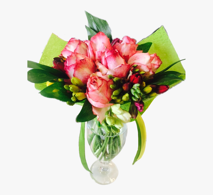 #flower #bucket #roses #beautiful #present #spring - Bouquet, HD Png Download
