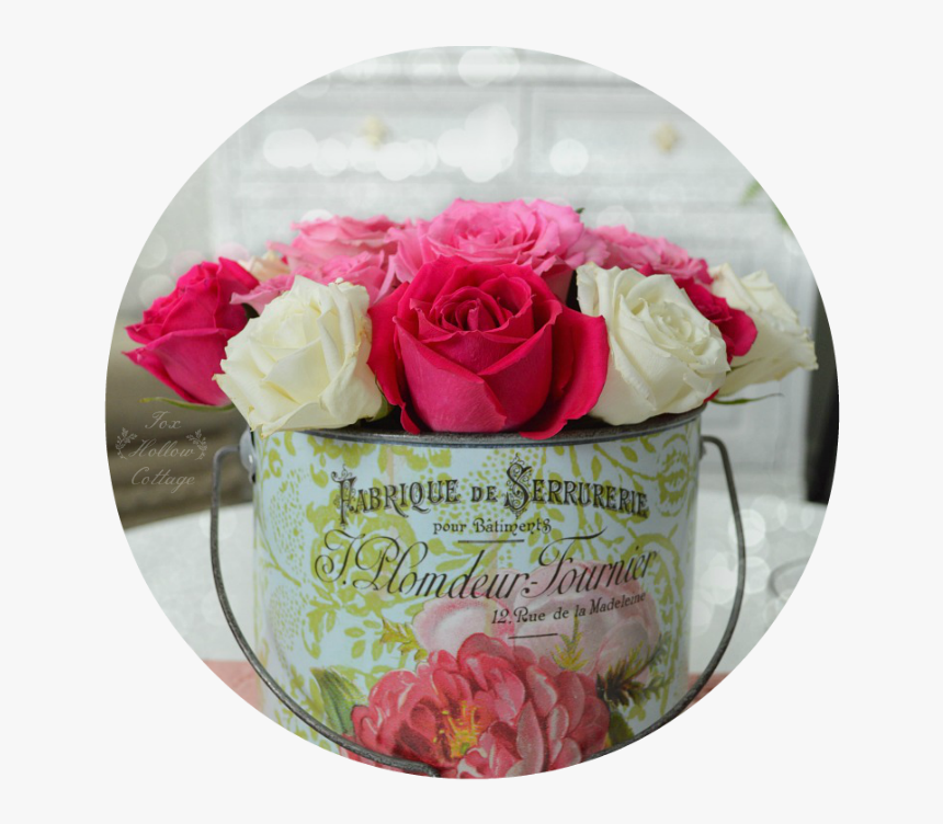 Vintage French Flower Pail Bucket - Vintage Flower Bucket, HD Png Download