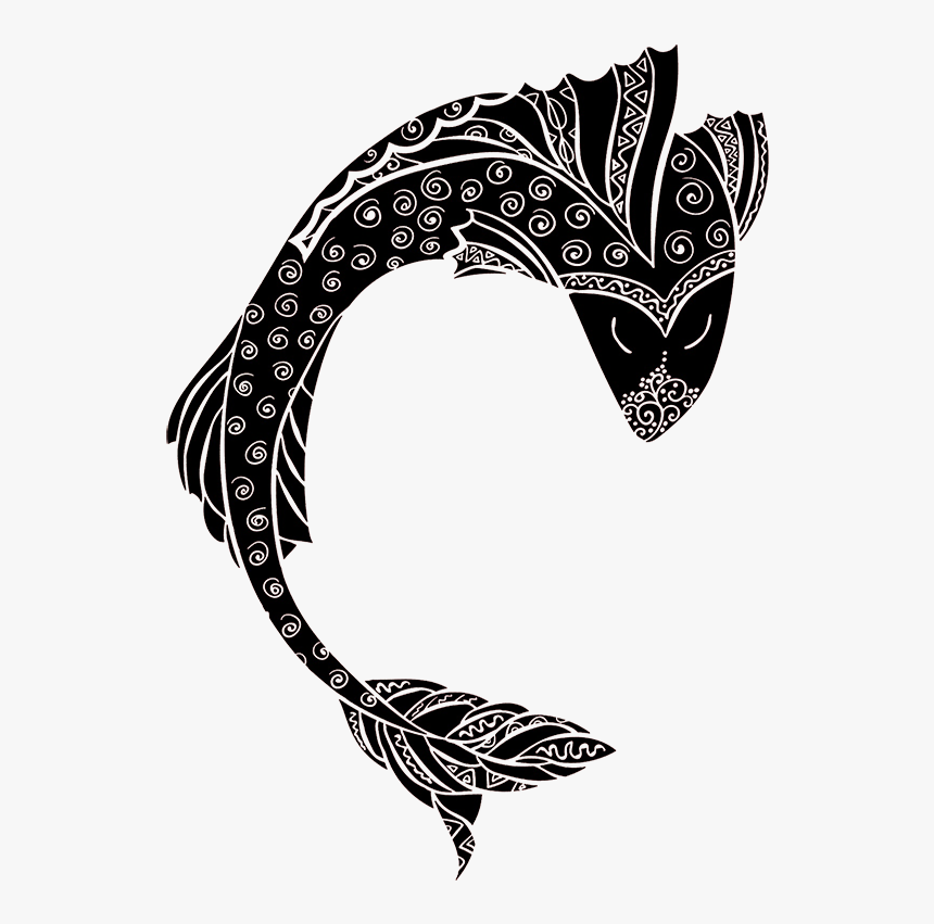 Colorful Koi Fish Drawings - Black Drawing, HD Png Download