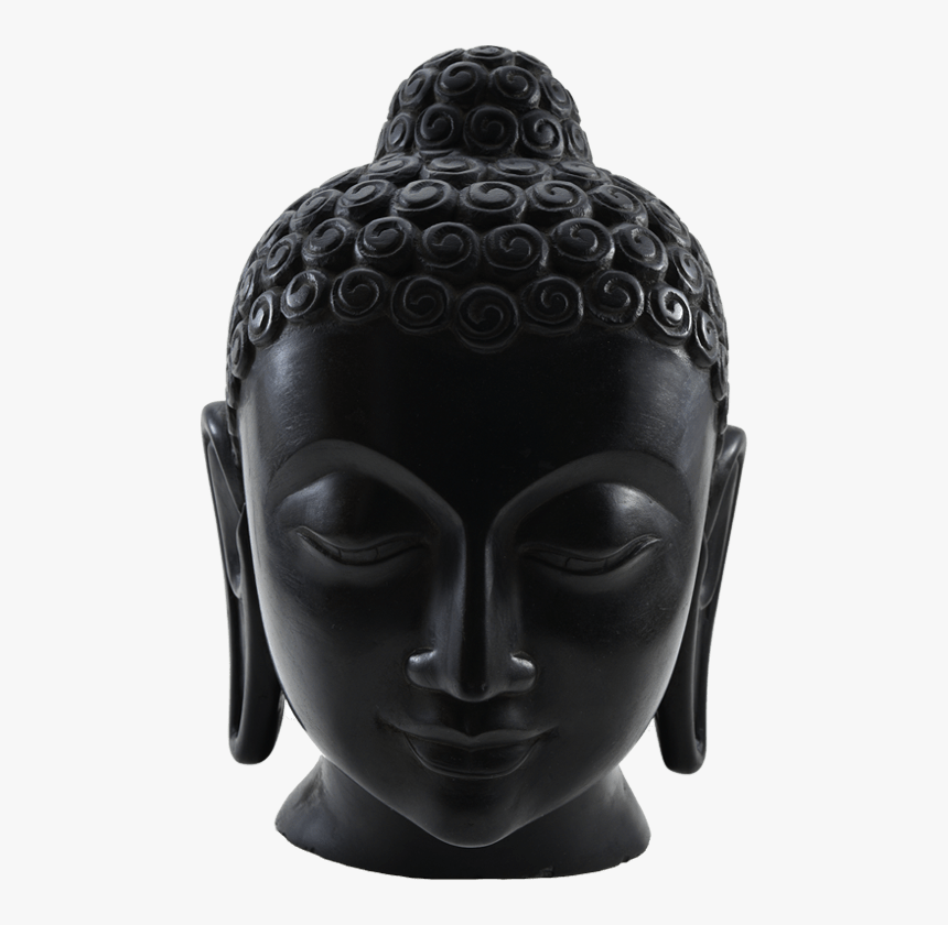 Transparent Buddha Png - Black Stone Buddha Head Statue, Png Download