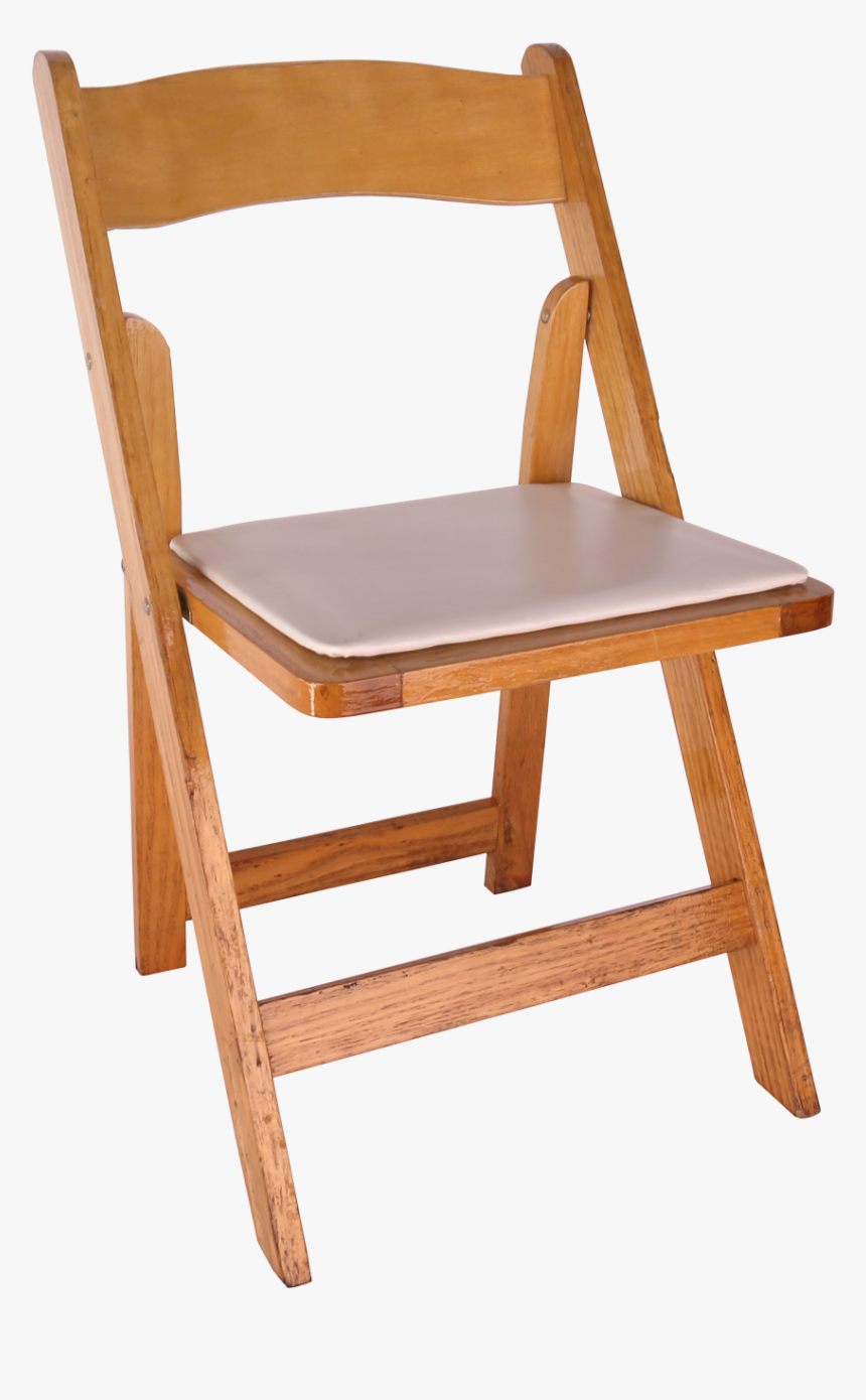 Chair, Natural Oak Wood Folding Chair With Padded Seat - Wooden Chair Folding Chair, HD Png Download