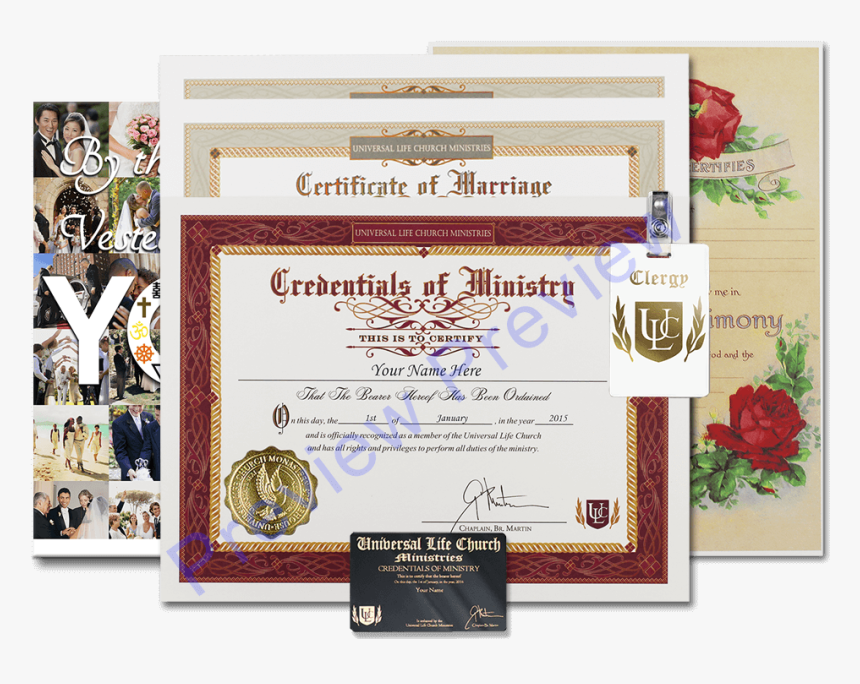 Classic Wedding Set - Universal Church Offering Certificate, HD Png Download