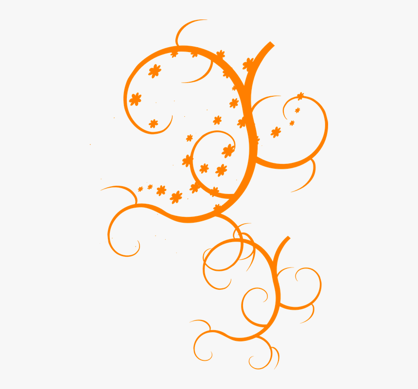 Floral Design, Ornament, Vine, Swirl, Orange - Vector Floral Amarillo Png, Transparent Png