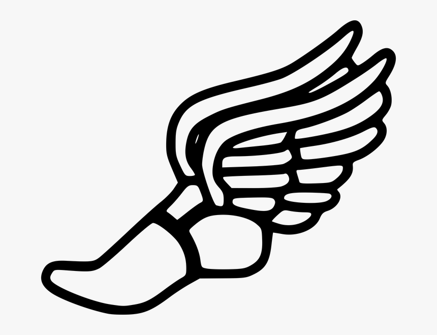 2 Running Shoes Art Running Shoe Track Shoes With Wings - Track And Field Winged Foot, HD Png Download