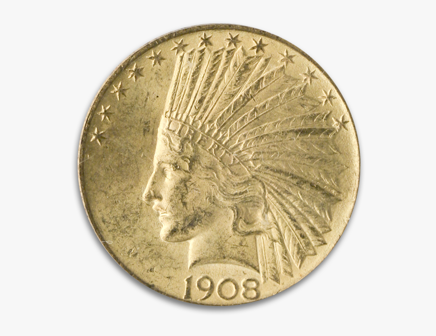 1908 $10 Indian With Motto Pcgs Ms63 Cac - Coin, HD Png Download