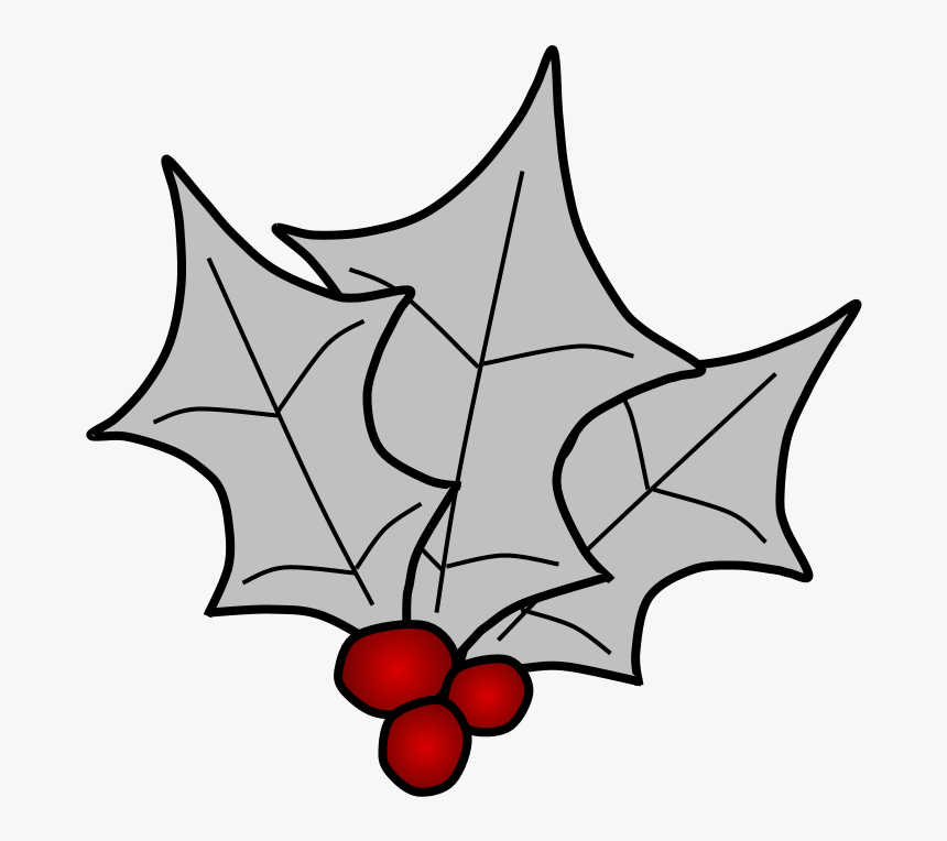 Holly, Berries, Leaves Together, Silver, HD Png Download