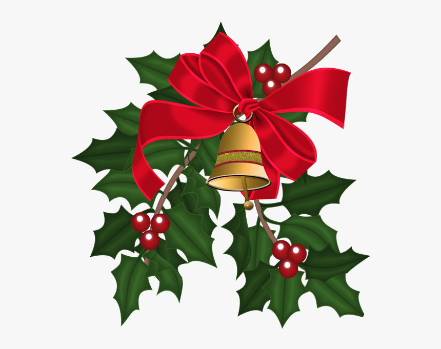 Christmas Bells & Holly Leaves - Christmas Leaves Png, Transparent Png