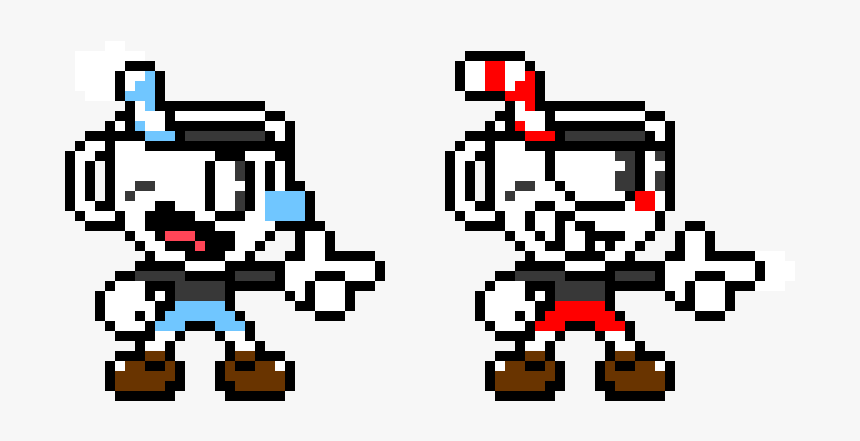 Cuphead And Mugman Pixel Art, HD Png Download