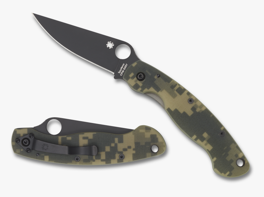 Spyderco Military Camo Black Blade, HD Png Download