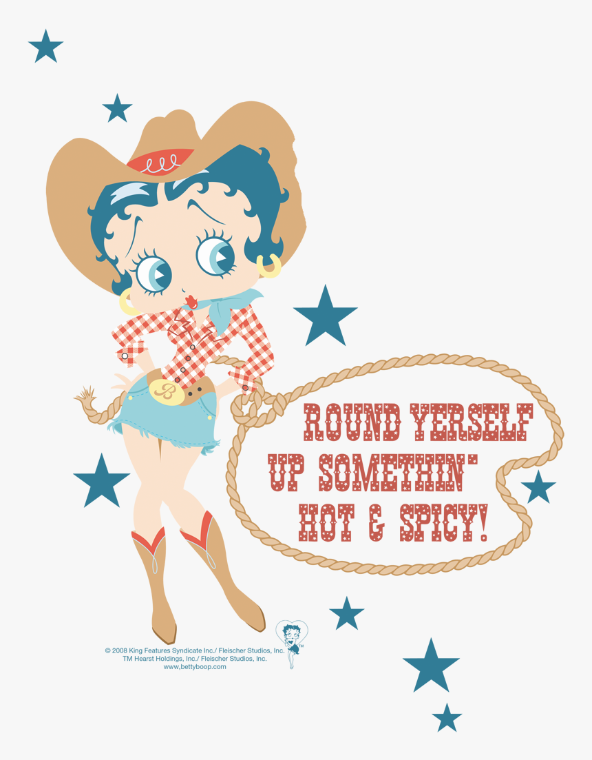Betty Boop Hot And Spicy Cowgirl Juniors T-shirt - Betty Boop Cowgirl, HD Png Download