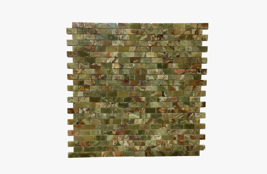 Brick Pattern Multi Green Onyx Polished Mesh-mounted - Mosaic, HD Png Download