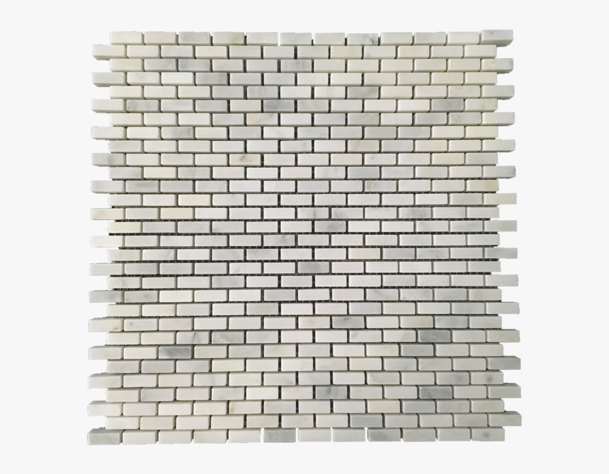 Micro Brick Pearl White Honed - Beveled Subway Tile With Grey Grout Bathroom, HD Png Download