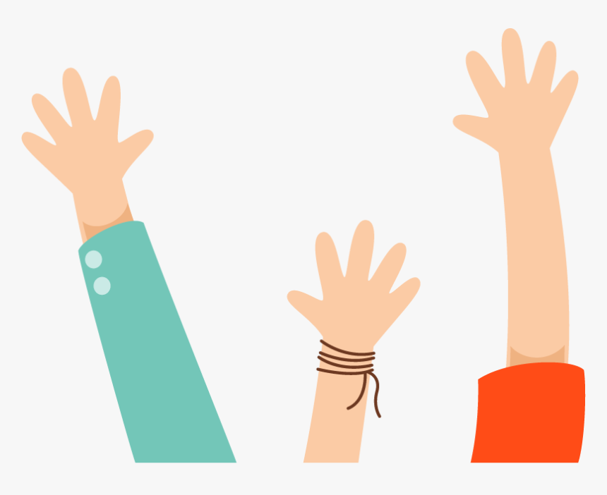 Raising Hands - Ilustracion Niños Manos, HD Png Download