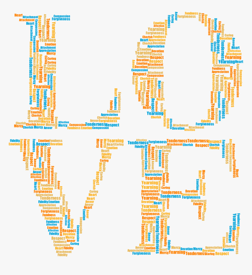 Love Word Cloud Typography No Background Big Ⓒ - Love Word With Background, HD Png Download