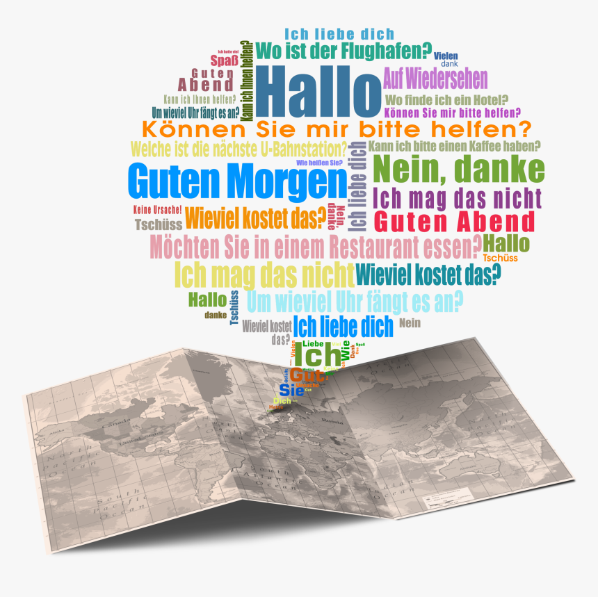 Useful German Travel Phrases Word Cloud - Word Clouds In Spanish, HD Png Download