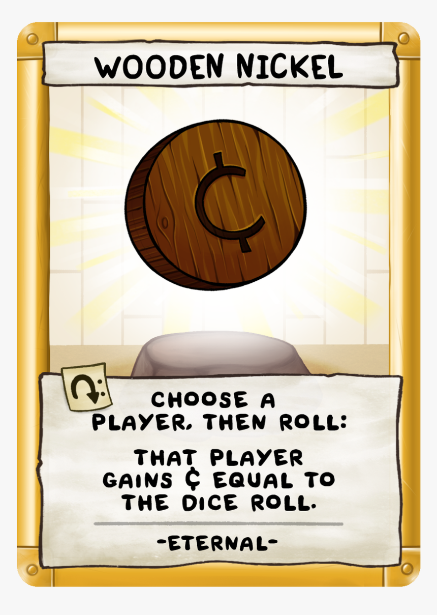Wooden Nickel - Binding Of Isaac Four Souls Loot Card, HD Png Download