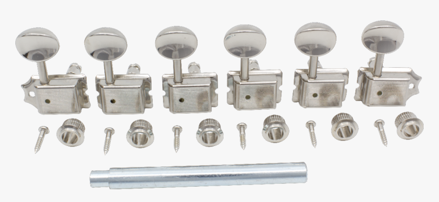Gotoh, Locking Vintage Oval Knob, 6 In A Line, Nickel - Gotoh Locking Vintage Oval Knob Tuners Nickel 6 In, HD Png Download
