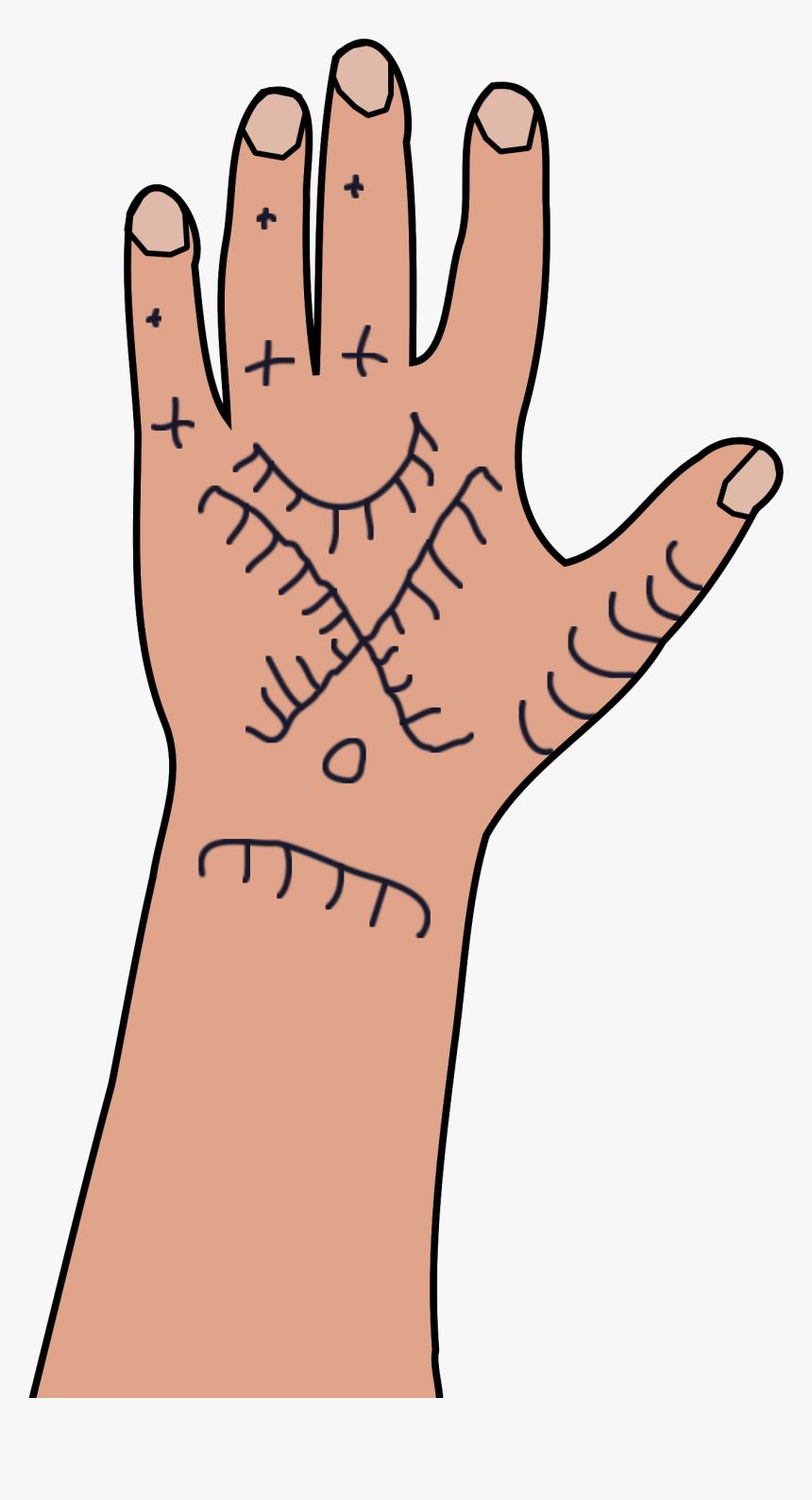 Transparent High Five Clipart - Hand With Tattoo Clip Art, HD Png Download