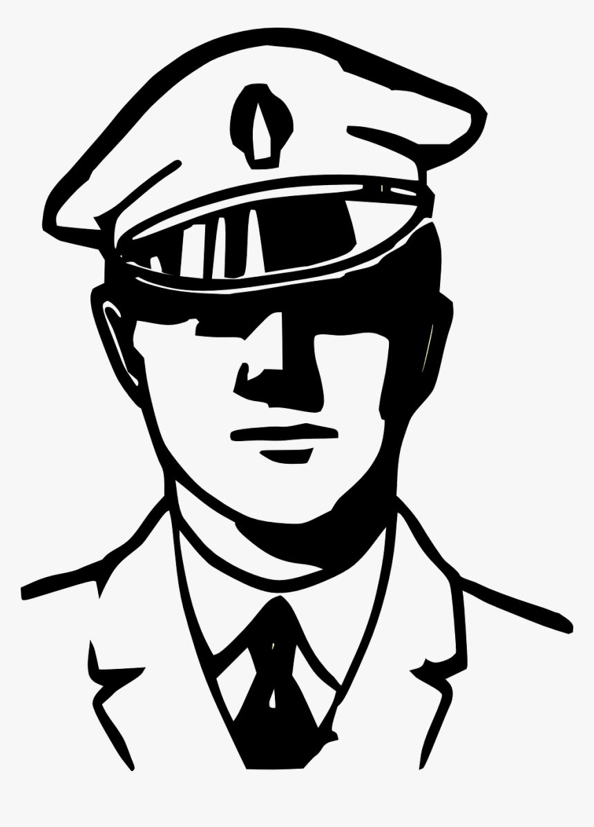 Drawing At Getdrawings Com - Black And White Officer, HD Png Download