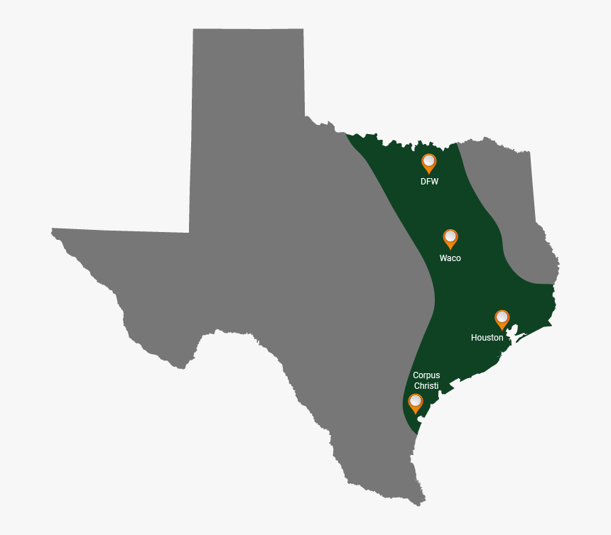 Service Area Map Final - Fort Worth On Texas Map, HD Png Download