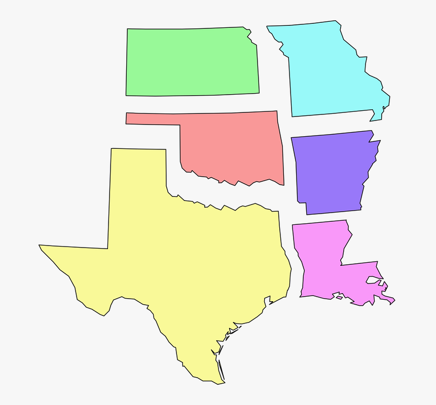 Usa, States, South Central, Map, Texas, Oklahoma - Trinity River On A Texas Map, HD Png Download