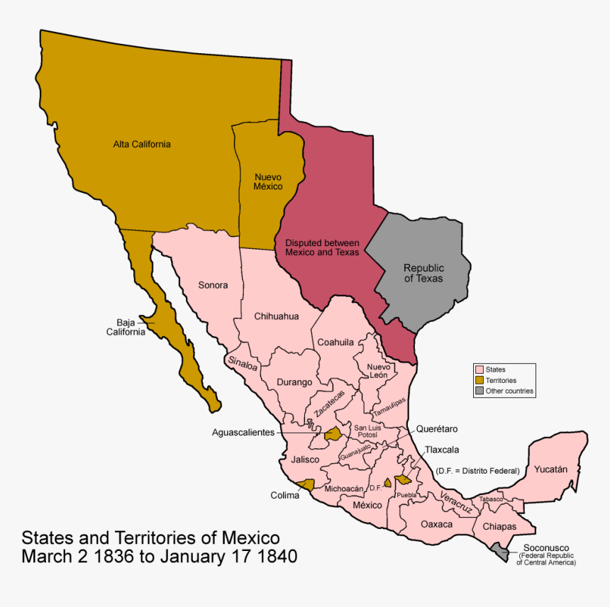Texas And To Png - Mexico 1846, Transparent Png
