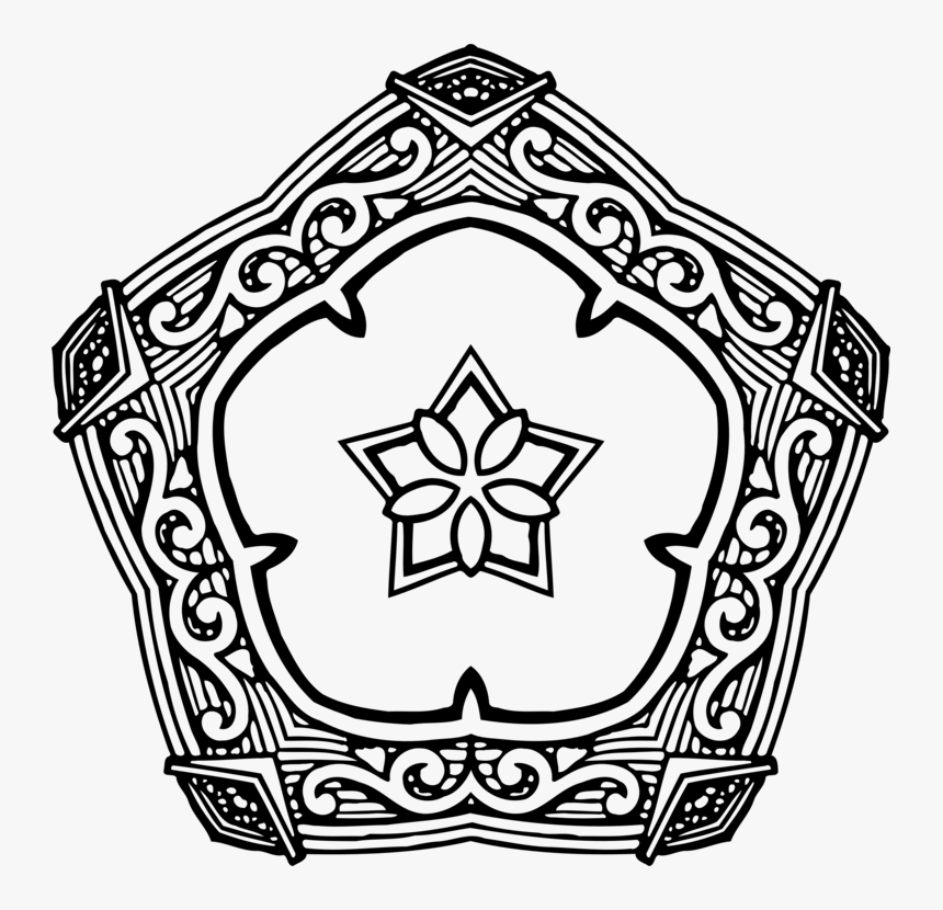 Line Art,symmetry,area - Pentagon Shape Objects Black And White, HD Png Download
