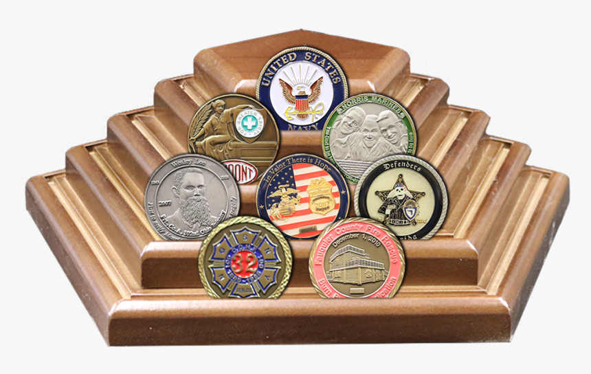 Pentagon 60 Coin Walnut Displa - Pentagon Challenge Coin Holder, HD Png Download