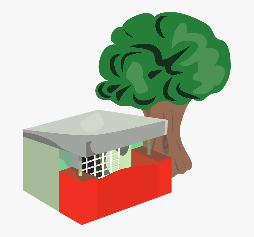 Tree, House, Shack, Building, Home - Cartoon, HD Png Download