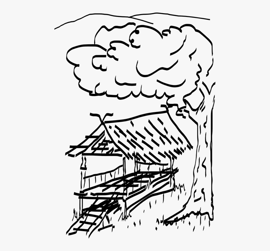 Shack, Hut, Home, House, Building - Black And White Hut Clipart, HD Png Download