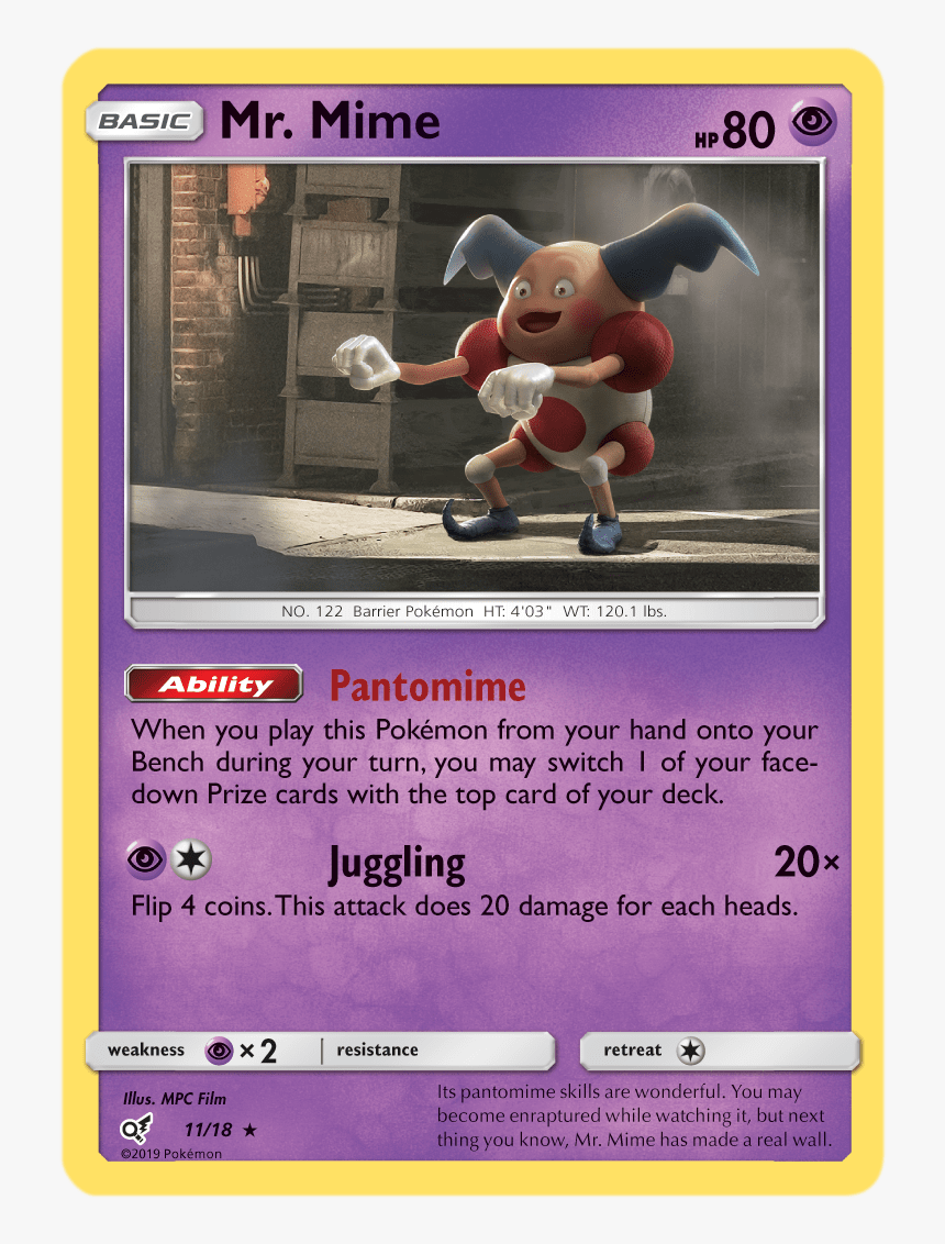Mr Mime Detective Pikachu Card, HD Png Download