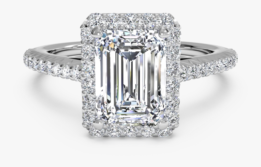 Rectangle Diamond Ring With Diamond Band, HD Png Download
