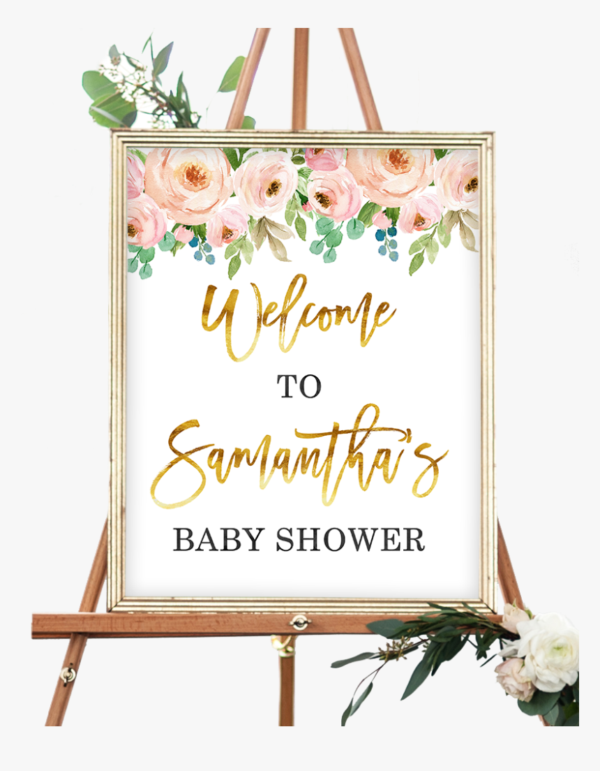 Pink And Gold Floral Welcome Sign - Welcome To Baby Shower Pumpkin Sign, HD Png Download