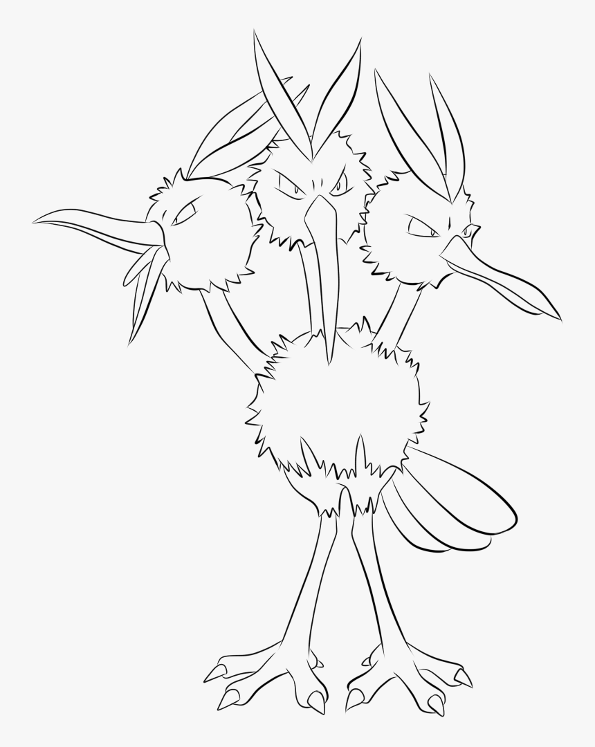 Dodrio Lineart - Doduo Lineart, HD Png Download