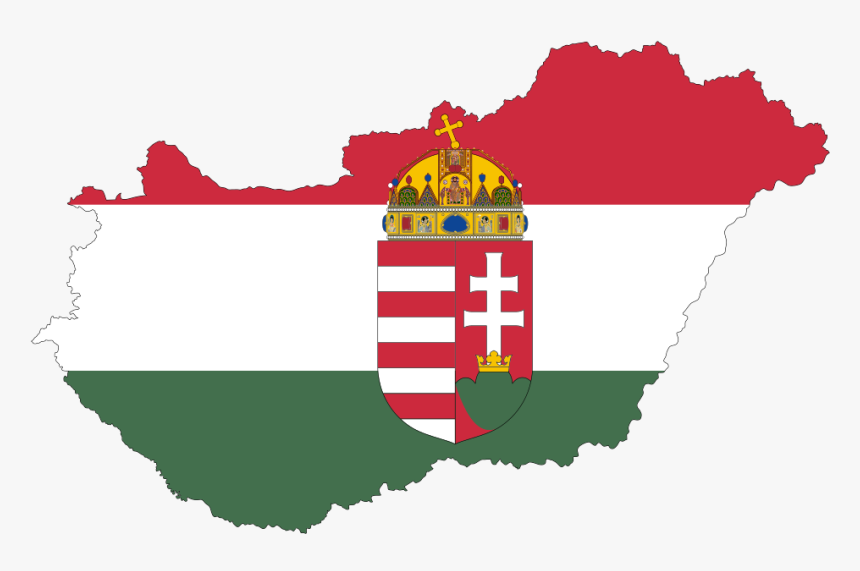 Hungary Map Flag With Stroke And Coat Of Arms - Map Of Hungary With Flag, HD Png Download