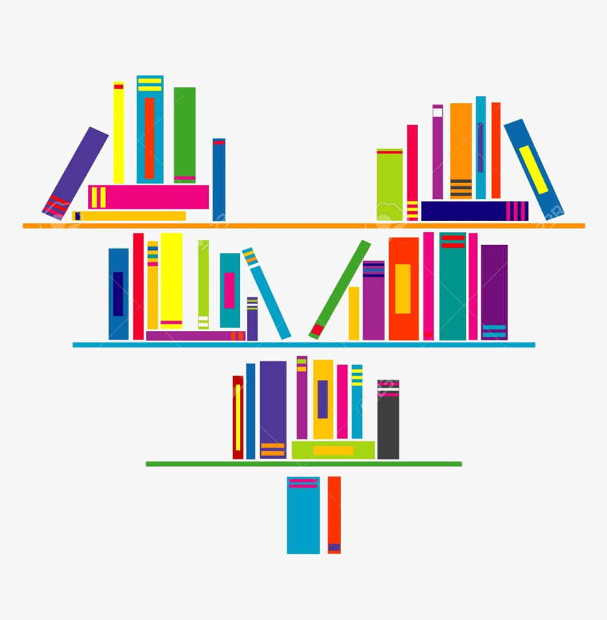 Books On Shelf Clip Art Free - Heart Shaped Book Vector, HD Png Download