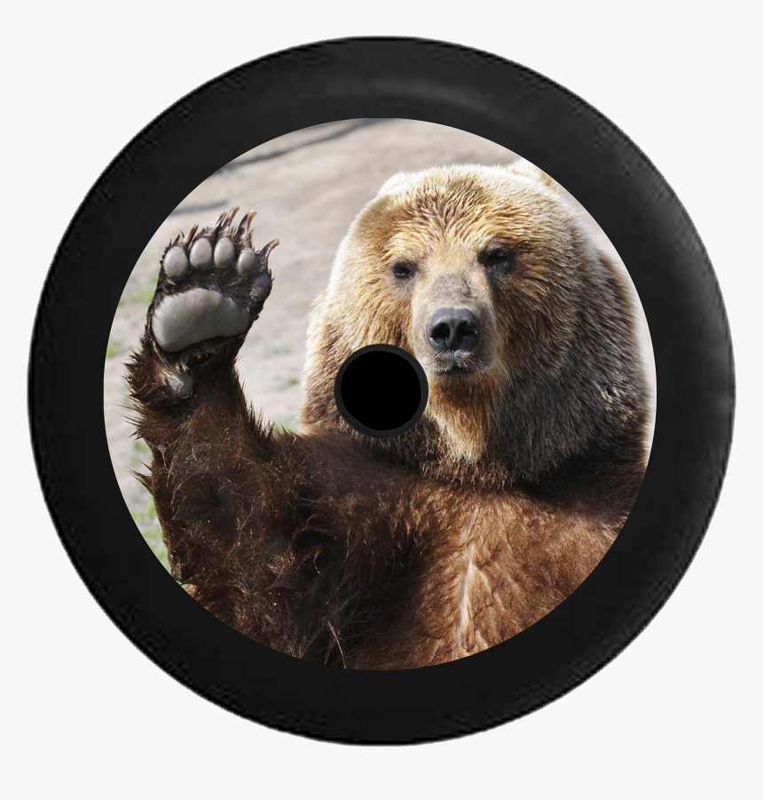 Jeep Wrangler Jl Backup Camera Waving Brown Grizzly - Waving Bear, HD Png Download