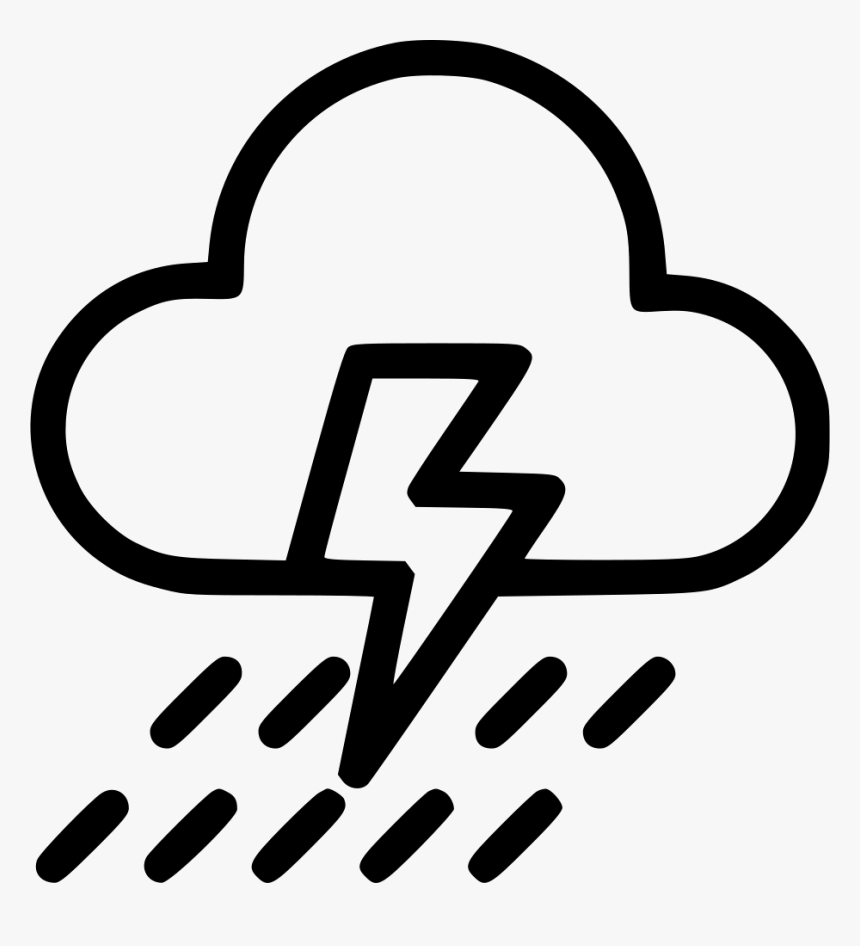 Weather Thunder Cloud Rain Cloudy Lightning - Thunder Black And White, HD Png Download