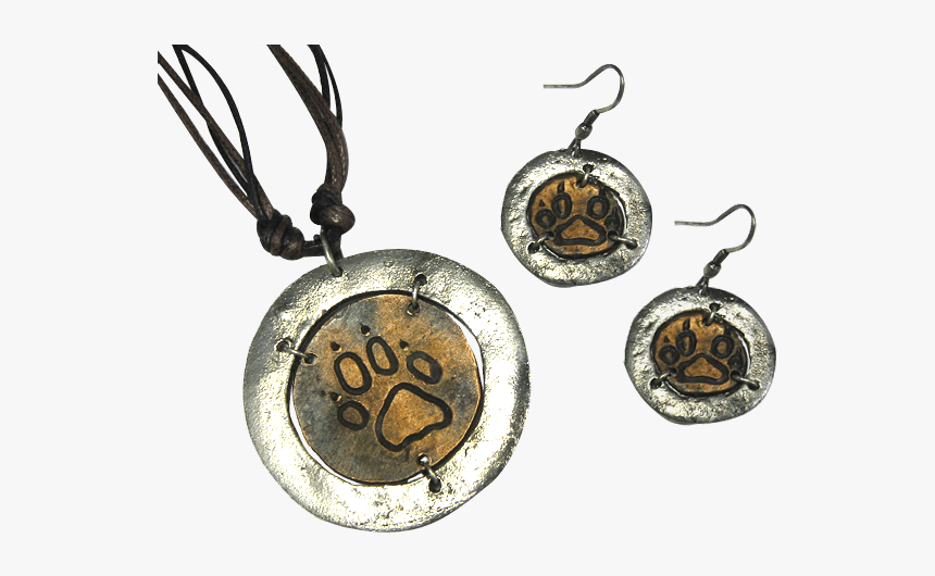 Silver And Copper Bear Paw Jewelry Set - Locket, HD Png Download