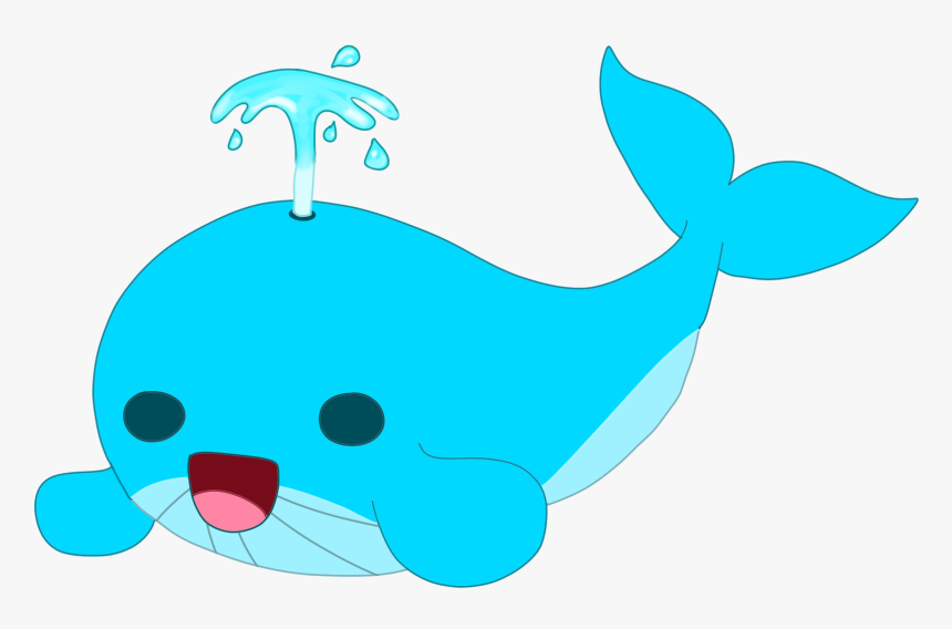 Kawaii Blue Whale Spouting - Cartoon, HD Png Download