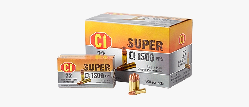 22lr 34grn Copper High Velocity Ammunition - Bullet, HD Png Download