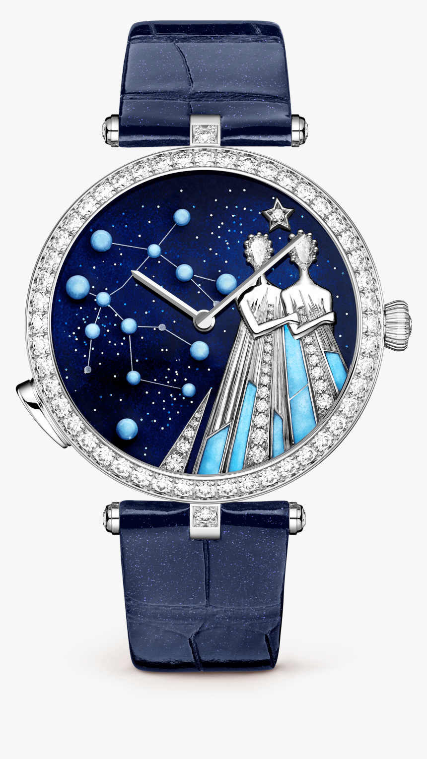 Lady Arpels Zodiac Lumineux Gemini Watch,pearly Alligator, - Van Cleef & Arpels Watch, HD Png Download
